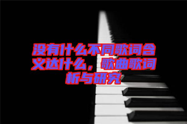 沒有什么不同歌詞含義達(dá)什么，歌曲歌詞析與研究
