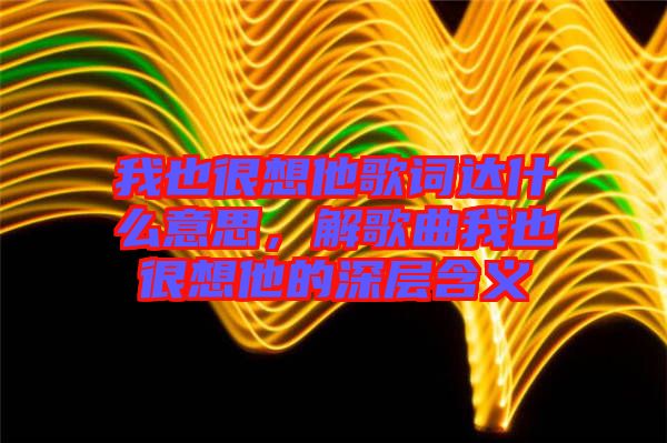 我也很想他歌詞達(dá)什么意思，解歌曲我也很想他的深層含義