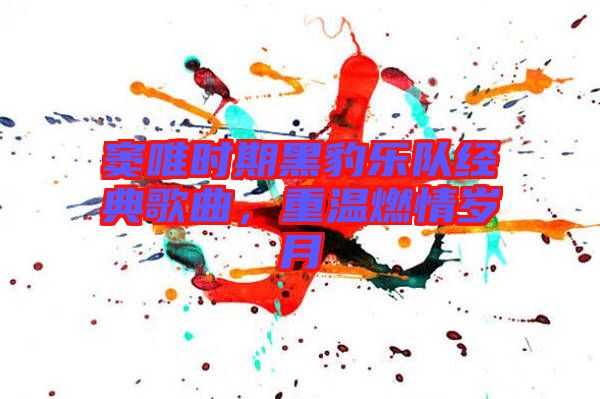 竇唯時期黑豹樂隊經典歌曲，重溫燃情歲月