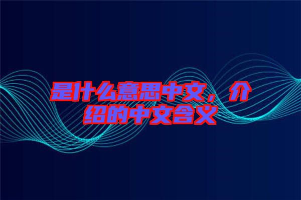 是什么意思中文，介紹的中文含義