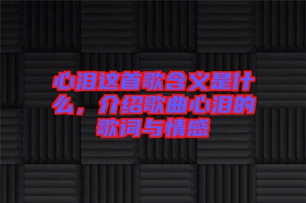 心淚這首歌含義是什么，介紹歌曲心淚的歌詞與情感