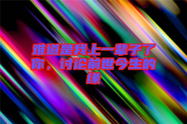 難道是我上一輩子了你，討論前世今生的緣