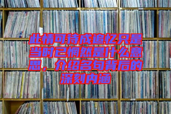 此情可待成追憶只是當時已惘然是什么意思，介紹名句背后的深刻內涵