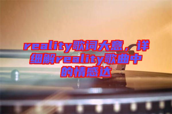reality歌詞大意，詳細(xì)解reality歌曲中的情感達
