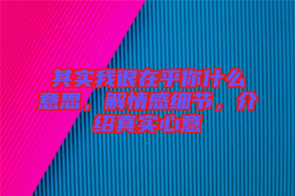 其實我很在乎你什么意思，解情感細(xì)節(jié)，介紹真實心意
