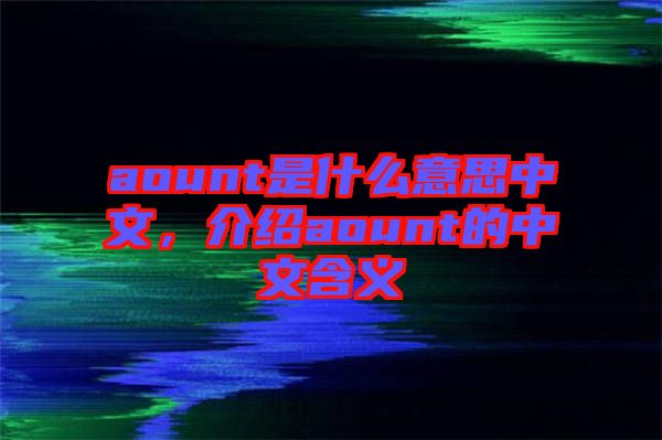 aount是什么意思中文，介紹aount的中文含義
