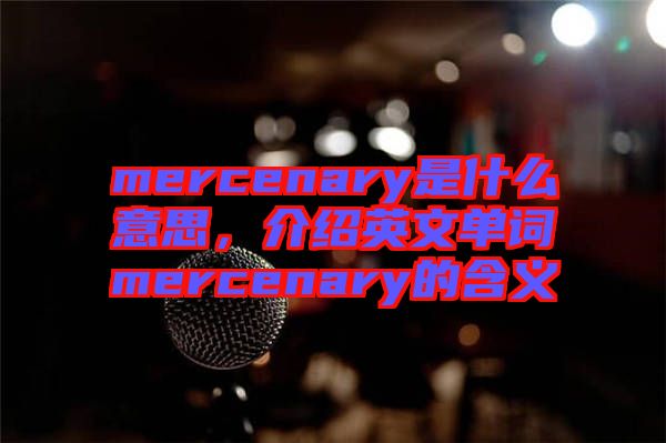 mercenary是什么意思，介紹英文單詞mercenary的含義