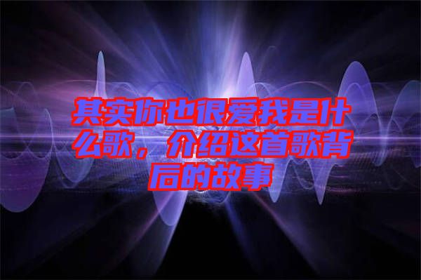 其實(shí)你也很愛我是什么歌，介紹這首歌背后的故事