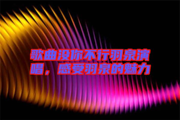 歌曲沒你不行羽泉演唱，感受羽泉的魅力