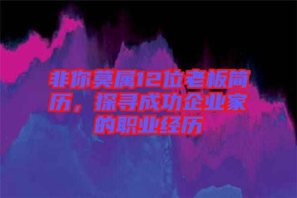 非你莫屬12位老板簡歷，探尋成功企業(yè)家的職業(yè)經歷