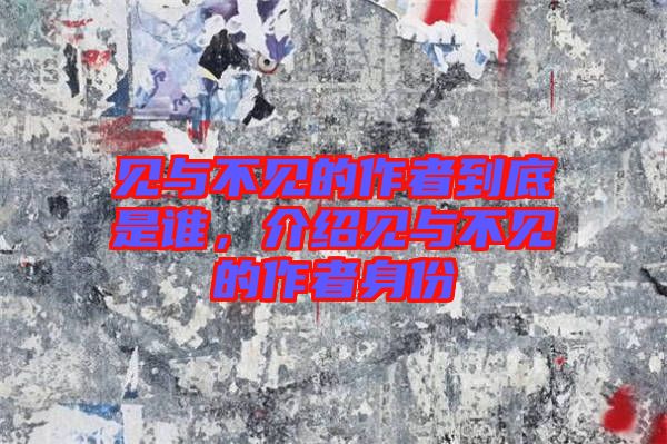 見與不見的作者到底是誰，介紹見與不見的作者身份