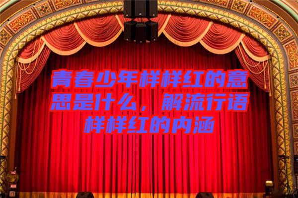 青春少年樣樣紅的意思是什么，解流行語樣樣紅的內涵