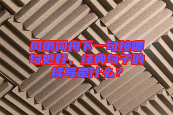 風雨同舟下一句接哪句更好，經典句子的續(xù)寫是什么？
