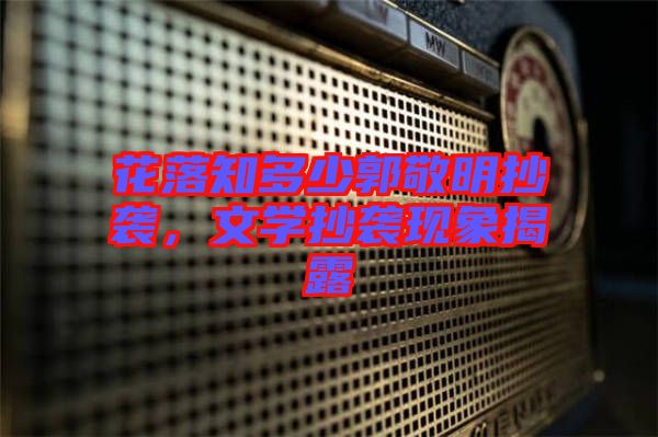 花落知多少郭敬明抄襲，文學(xué)抄襲現(xiàn)象揭露