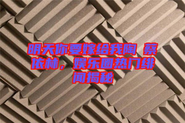 明天你要嫁給我陶喆蔡依林，娛樂(lè)圈熱門(mén)緋聞揭秘