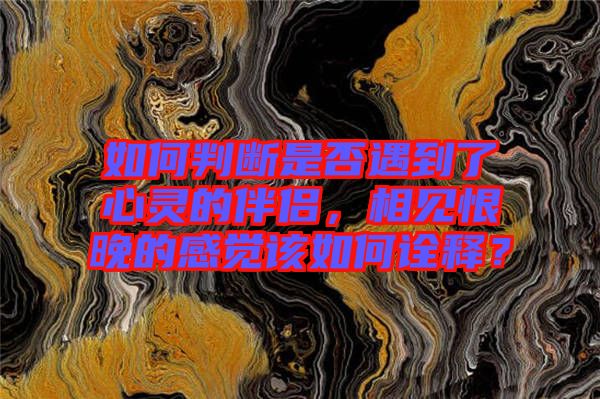 如何判斷是否遇到了心靈的伴侶，相見恨晚的感覺該如何詮釋？
