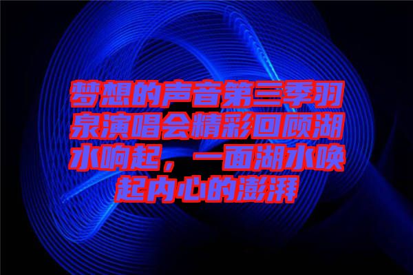 夢(mèng)想的聲音第三季羽泉演唱會(huì)精彩回顧湖水響起，一面湖水喚起內(nèi)心的澎湃