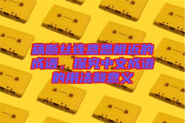 藕斷絲連意思相近的成語，探究中文成語的用法和意義